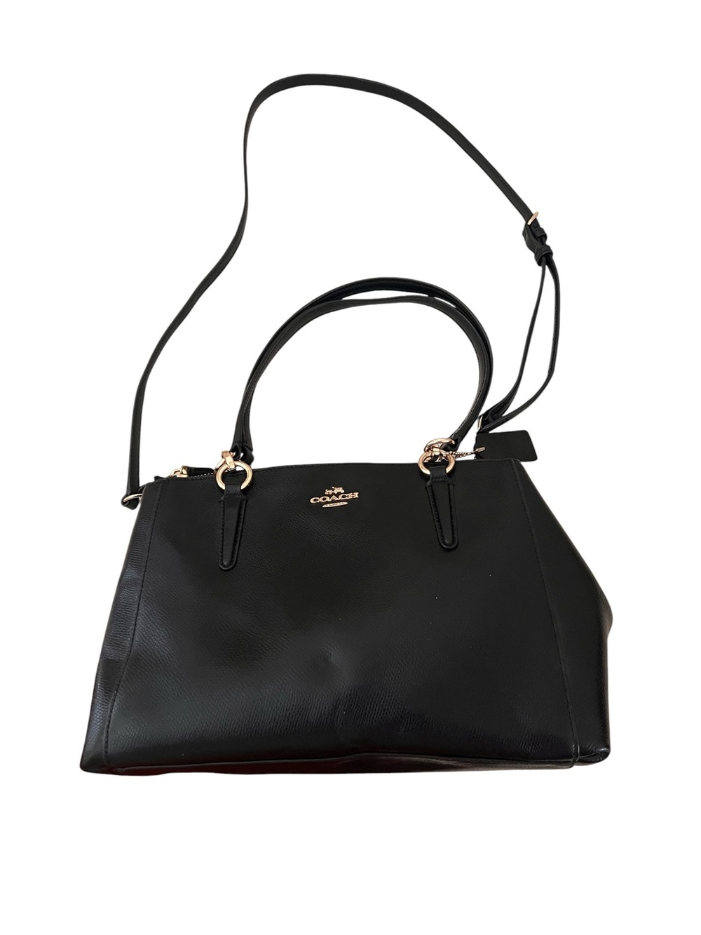 Coach Black Leather Satchel with Gold Accents